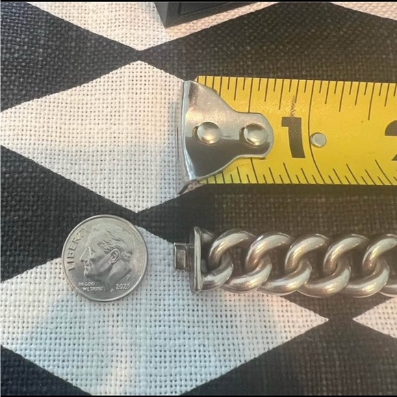 DAVID YURMAN Curb Chain Sterling Silver & Diamond Buckle Bracelet. EUC. RARE! - Picture 6 of 9